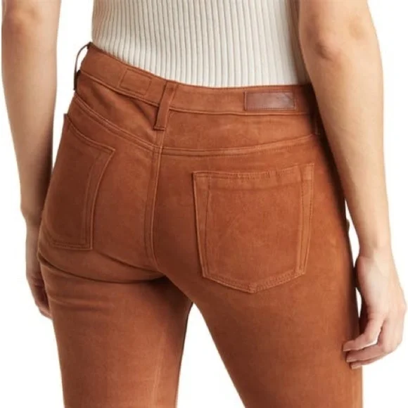 AG Adriano Goldschmied The Suede Legging Ankle Jean in 100% Lamb Leather Size 26 - Picture 3 of 11